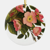 Vintage Rose Schöne rosa botanische Keramik Ornament (Vorne)