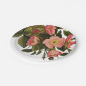 Vintage Rose Schöne rosa botanische Pappteller (Schrägansicht)