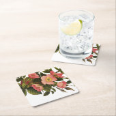 Vintage Rose Schöne rosa botanische Rechteckiger Pappuntersetzer (Vor Ort)