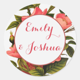 Vintage Rose Schöne rosa botanische Runder Aufkleber