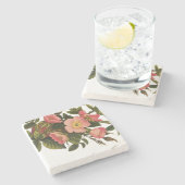 Vintage Rose Schöne rosa botanische Steinuntersetzer (Seitenansicht)