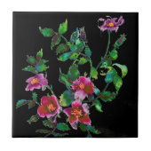 Vintage Rose - schwarz Fliese (Vorderseite)
