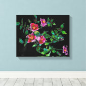 Vintage Rose - schwarz Leinwanddruck (Insitu (Holzboden))