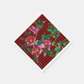 Vintage Rose schwarz/rot kariert Serviette (Ecke)