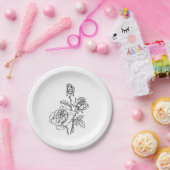 Vintage Rose Schwarz-weiße Blumenblumen Pappteller (Party)