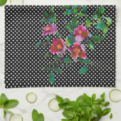 Vintage Rose schwarz-weiße Polka-Punkte Küchentuch (Gefaltet)