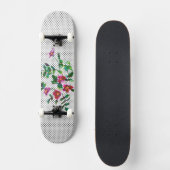 Vintage Rose schwarz-weiße Polka-Punkte Skateboard (Vorderseite)