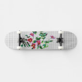 Vintage Rose schwarz-weiße Polka-Punkte Skateboard (Horizontal)