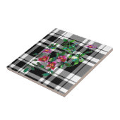 Vintage Rose - Schwarzweiß kariert Fliese (Seite)