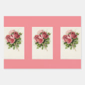 Vintage Rose Set von 3 Mustern Geschenkpapier Set (Vorderseite 2)