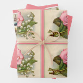 Vintage Rose Set von 3 Mustern Geschenkpapier Set (Beispiel)