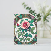 Vintage Rose Sharon Illustration Botanisch Postkarte (Stehend Vorderseite)