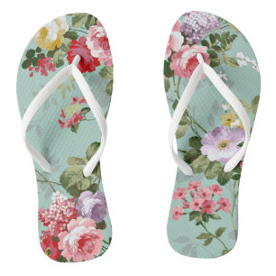 Vintage Rose Slim Strap Flip Flops Badesandalen