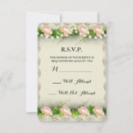 Vintage Rose & Spitzen Wedding R.S.V.P. RSVP Karte