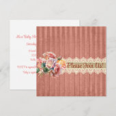 Vintage Rose Spitzendusche Einladung (Vorne/Hinten)