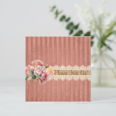 Vintage Rose Spitzendusche Einladung (Stehend Vorderseite)
