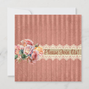 Vintage Rose Spitzendusche Einladung