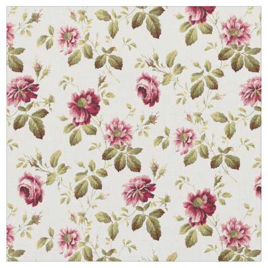 Vintage Rose-Sprays mit Foliage-Muster Stoff (Nahaufnahme)