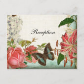 Vintage Rose Stargazer Lily Butterfly in Hydrangea Begleitkarte (Rückseite)