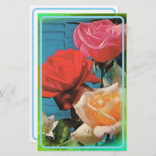 Vintage Rose Stationery Briefpapier (Vorne/Hinten)