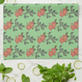 Vintage Rose Steg auf grünem Küchentuch (Gefaltet)