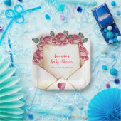 Vintage Rose Sweetheart Letter Kinderdusche Pappteller (Party)