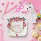 Vintage Rose Sweetheart Letter Kinderdusche Pappteller (Party)