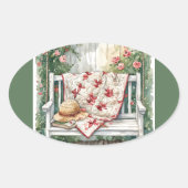 Vintage Rose Swing mit Quilcharme Ovaler Aufkleber (Vorderseite)
