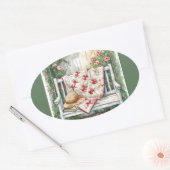 Vintage Rose Swing mit Quilcharme Ovaler Aufkleber (Umschlag)