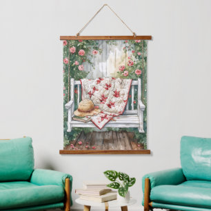 Vintage Rose Swing mit Quilcharme Wandteppich Mit Holzrahmen