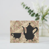 Vintage Rose Tee Party Einladung (Stehend Vorderseite)