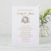 Vintage Rose Temple Wedding Einladung (Stehend Vorderseite)