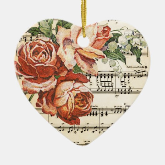Vintage Rose Trio & Music Keramikornament (Vorne)