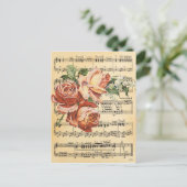 Vintage Rose Trio & Music Postkarte (Stehend Vorderseite)