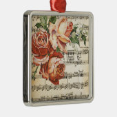 Vintage Rose Trio & Music Silbernes Ornament (Rechts)