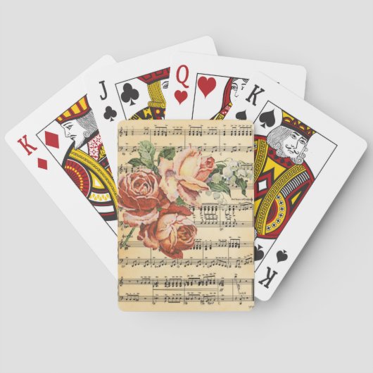 Vintage Rose Trio & Music Spielkarten (Rückseite)