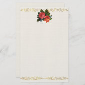 Vintage Rose über Elfenbeindruck Briefpapier (Vorne/Hinten)