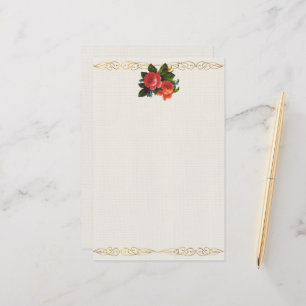 Vintage Rose über Elfenbeindruck Briefpapier