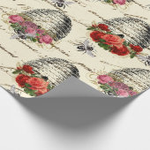 Vintage Rose und Biene Geschenkpapier (Ecke)