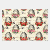 Vintage Rose und Biene Geschenkpapier Set (Vorderseite 2)
