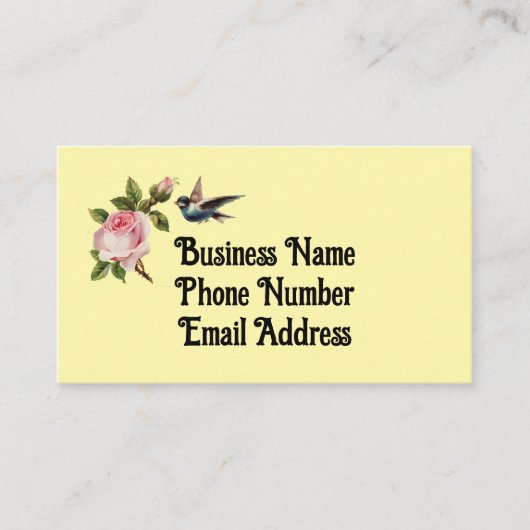 Vintage Rose und Bird-Business-Card Visitenkarte (Vorderseite)