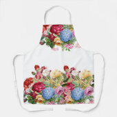 Vintage Rose und Blue Hydrangea Blumendruck Schürze (Vorderseite)