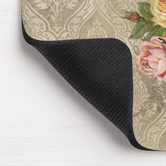 Vintage Rose und Damast Mousepad (Ecke)