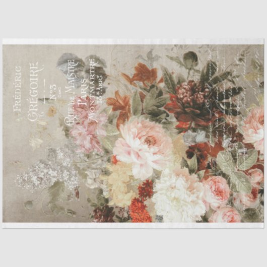 Vintage Rose und französisches Ephemera Decoupage Seidenpapier (Vorderseite)