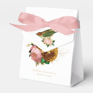 Vintage Rosé und Goldene Florale Quinceañera Geschenkschachtel