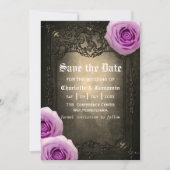 Vintage Rose und Gothic-Rahmen Save the Date (Vorderseite)