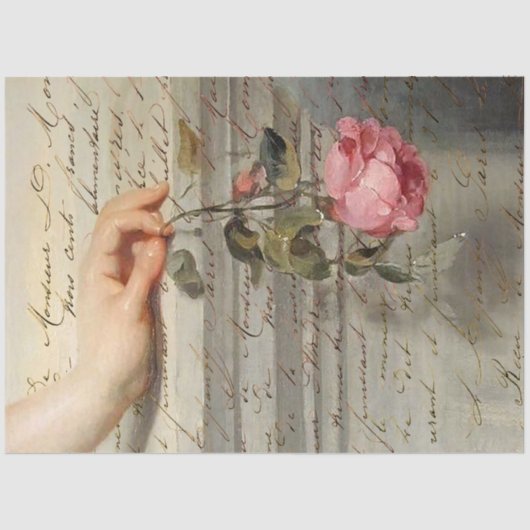Vintage Rose und Handschrift Seidenpapier (Vorderseite)