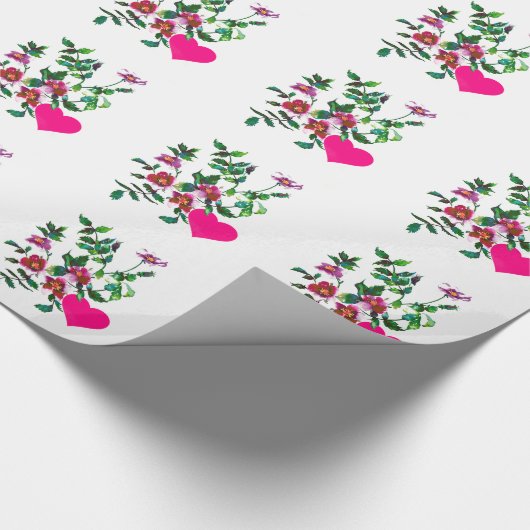 Vintage Rose und Herzen Geschenkpapier (Ecke)