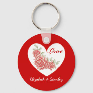 Vintage Rose und Herzens Valentins Liebe Schlüssel Schlüsselanhänger