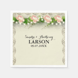 Vintage Rose und Hochzeit Napkins Serviette